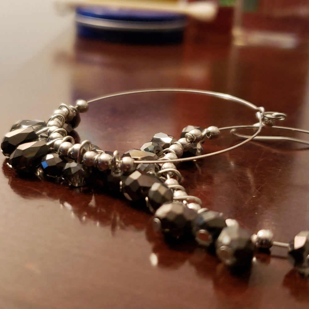 Silve and Black Earrings - Picture 2 of 4